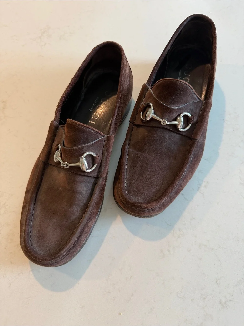 Gucci Mens Classic Brown Suede Horse Bit Loafers - Men